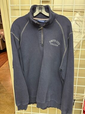 Vintage Grove City College 1/4 Zip Pullover Sweatshirt Navy Size Large New Wave